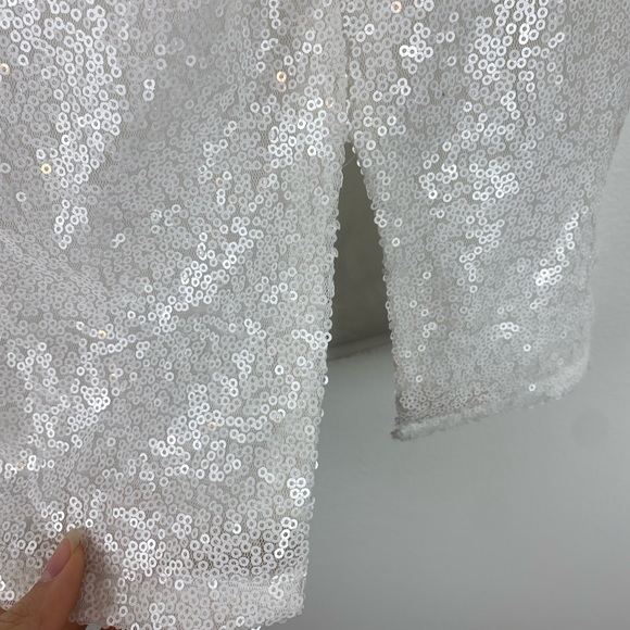 Superdown Revolve Cicely Mini Dress White Sequined One Strap Cocktail Bridal M - Picture 4 of 9